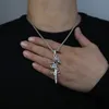 Nuovi uomini Bling zircone cubico ciondolo drago cinese collana ghiacciata catena corda hip hop gioielli a forma di croce all'ingrosso