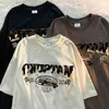 Camisetas masculinas y2k letra de padrão estética bordando bordados de manga curta feminino 2022 novo streetwear verão feminina tshirts z0220