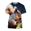 Heren t shirts jumeast 3d eekhoorn geprinte t-shirts glad comfort ademende schattig schattig dier grafisch shirt voor mannen losse kawaii kleding