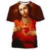 Mens T Shirts Jumeast 3D Tryckt Christian Jesus Summer Overized Men T-shirts Casual Unisex Kort ärmskjorta Fashion Male T-shirty tops