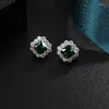 Orecchini a bottone Shineland Retro classico pietra verde geometrica per le donne strass di cristallo Brincos femminili regalo di gioielli alla moda