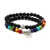 Charm-Armbänder Baum des Lebens 6 mm Chakra Charms Schwarz Lava Stein Armband Vulkan Perlen Aromatherapie ätherisches Öl Diffusor für Frauen Dhhxe