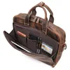 Aktetassen Nesitu Vintage Black Brown Lederen Business 15.6 '' Laptop Office Men Ciftcase met YKK Zipper Portfolio Messenger Bags