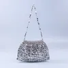 Yeni el yapımı gümüş altın düz boncuk boncuk örgü büyük boy köfte moda trendi bir omuz çanta 230220