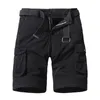 Heren shorts knie militaire zomerlengte broek lading mannen pure katoenen werk slijtage kleding plat front short homme 2023