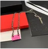 Collier pendentif en laiton plaqué or 18 carats pour femmes, marque de styliste, colliers de sac rose, chaîne ras du cou en cuir et argent, bijoux de mariage