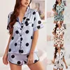 Kvinnors sömnkläder Kvinnor Cardigan Loose Silk Short Sleeved Shorts Pyjamas Set Home Wear Tops For Women Woman Night Sleep