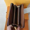 Rooyduo Famous Millionaire Men Single Zippy Wallet Bolsa Womens Boletes Walets Cartão de couro Card de couro Vintage Brown Flower Print Flowers Clutch 60017