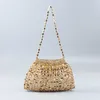 New handmade silver gold flat bead beaded knitting large size dumplings fashion trend one shoulder handbag 230220