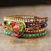 Strand Attractive Heart Shape Leather Wrap Bracelets W/ Mix Stone Beads Multilayers Bracelet Classic Women Jewelry Bijoux Dropship