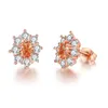 Stud Earrings Simple Elegant Cubic Zirconia Rose Gold Color Sale Fashion Jewelry For Women DWE366