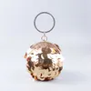 Net-red fashion trend new product manual hanging ring woven bright film metal round birdcage portable dinner bag 230220