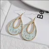 Charme Big Teardrop Cadre Inspiré Rose Vert Blanc Peinture Pu Cuir Charms Boucles D'oreilles Géométrique Femmes Bijoux Drop Livraison Dhkho