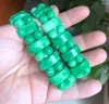 Strand 1pc 8x18mm naturlig grön jade ädelsten rektangel pärlor elastiska armband 7.5 ''