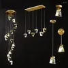 Hanglampen moderne luxe lrystal led trap kroonluchter woonkamer wenteltrappenhang hangende licht dineren gouden verlichting armatuur