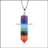 Pendant Necklaces 7 Chakra Pendum Stone Rainbow Pillar Charms Necklace Jewelry Making Hangings Fashion Wholesale Drop Delivery Pendan Dhlpo