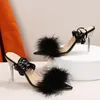 Sandales Été X Dames Mode Plume avec Cristal Clair Talons Hauts Bout Pointu pour Femmes 230220