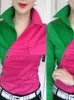 Women's Blouses Asymmetrical Women Shirts Summer 2023 Turn-Down Collar Long-Sleeved Slim Office Lady Elegant Outwear Tops