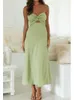 Casual Dresses Off Shoulder Strapless Women Solid Beach Elegant Tube Green Dress Sundress Bowknot Fashion Long Party VestidoCasual