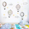 Wall Decor Cartoon Air Balloon Clouds Star Stickers Nursery Decals Art Removable Picture Posters For Baby Kids Room Home 230220