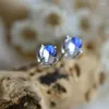 Stud Earrings Exquisite Creative Spherical Simulation Glass Moonstone Girlish Charm Fashion All-Match Trend Jewelry Birthday Gift