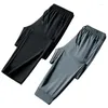Herrbyxor sommaris silkes svart grå tröjor män joggar sportkläder spårstorlek 7xl 8xl casual bomullsbyxor med blixtlåsficka
