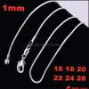 Chains 1Mm 925 Sterling Sier Plated Smooth Snake Women Necklaces Jewelry Size 16 18 20 22 24 26 28 Inch Wholesale Drop Delivery Penda Dhneh