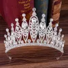 Tiaras kmvexo barock silverfärg lämnar kristall strass bröllop krona lyxig stor drottning tiaras pannband för brudtillbehör z0220