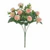 Flores decorativas Buquê de Rose Green Plant Artificial Rose Requintado de Decoração de Casamento de Flores Falsas Varejo e atacado