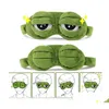 Maschere per dormire Moda Kawaii Travel Eye Mask 3D Sad Frog Padded Shade Er Slee Closed/Open Funny Drop Delivery Salute Bellezza Vision Care Dhcku