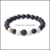 Bracelets De Charme Micro Pave Cz Boule Disco Perle Bracelet En Pierre De Lave Noire Femmes Hommes Yoga Main Chaîne Bijoux Amitié Cadeau Drop Deliv Dhspf