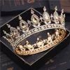 Tiaras Bride Royal Purple Crystal Queen King Tiaras and Crowns Bridal Controsel Diodem Head Ornament Wedding Hair Akcesoria Z0220