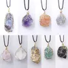 Colliers de pendentif 7 Chakra Guérison Reiki Collier de pierre brute Irréguleux Gemmes Natural Wireau Enroulement Pendant Femmes Men Médition Jewellry Cadeau