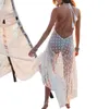 Sarongs kvinnor Transparent sexig bikini täcker badkläder strand backless grimma kjol sarong kimono kaftan klänning1
