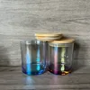 11oz 320ml Iridescent Glass Candle Holder with Bamboo lid Blank Water Bottle DIY Candle jar 001