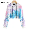 Kvinnor Hoodies Sweatshirts Athvotar Women Printed Hoodie Sweatshirt Fashion Tie Dye Casual Sports Pullover Winter Extern Wear Hoodies Sweatshirts Women 230220