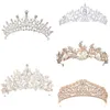 Tiaras Luxury Pearl Bridal Crowns Facturé à la main