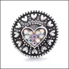 Charms Retro Black Heart Love Rhinestone Snap Button Women Jewelry Findings 18Mm Metal Snaps Buttons Diy Bracelet Jewellery Wholesal Dhdyv