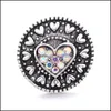 Charms Retro Schwarz Herz Liebe Strass Druckknopf Frauen Schmuck Erkenntnisse 18mm Metall Druckknöpfe Knöpfe DIY Armband Schmuck Großhandel Dhdyv