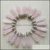 Charms Natural Stone Rose Quartz Pillar PenDum 10x32m Point Chakra Pendants for Jewelry Making Wholesale Gold Wire Wrap FFSHOP2001 D DHIWD