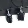 Pendant Necklaces Natural Black Tourmaline Irregular Pendants For Necklace Wire Wrapped Chakra Reiki Healing Raw Gems Stones Charms Amulet