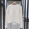 Women s Knits Tee O Neck Knit Carigan Sweater Early Autumn Elegant Lady Long Sleeve Short Knitwear Top with Pockets 230217