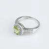 Cluster Rings Women 925 Sterling Silver Ring Natural Green Peridot Gemstone 6x8mm Oval Stone Jewelry August Birthstone R013GPN