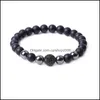 Braccialetti con ciondoli Micro Pave Cz Disco Ball Bead Bracciale in pietra nera Donna Uomo Yoga Stringa a mano Gioielli Amicizia Regalo Drop Delivery Dhbel