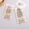 Haaraccessoires 8 stks/set bloem babyhoofdband kleurrijke boog haarband voor meisje bedrukte kindertulband geboren geboorte geschenken