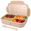 Dinarty Sets Bento Boxes Adults Lunch Containers voor 3 compartiment box lekbestendig (inclusief platare)