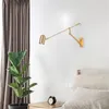 Wall Lamp Post-modern Long Pole Led Background Reading Amercian Arm Movable Bedroom Bedside Lights Decor