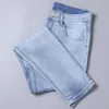 Jeans masculins 2023 printemps d'été mince bleu bleu fashion occasionnel extension slim-ats pantalon denim pantalon de marque masculine