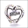 Charms Heart Mom Love Rinestone Snap Button Женщины выводы ювелирных изделий 18 мм металлические кнопки снимков Diy Bracelet Jewellery Wholesale Drop D Dhksc