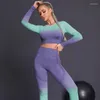 Active Sets dames tracksuit naadloze yoga set gym fitness kleding sportkleding hoge taille leggings lange mouw crop top sport beha